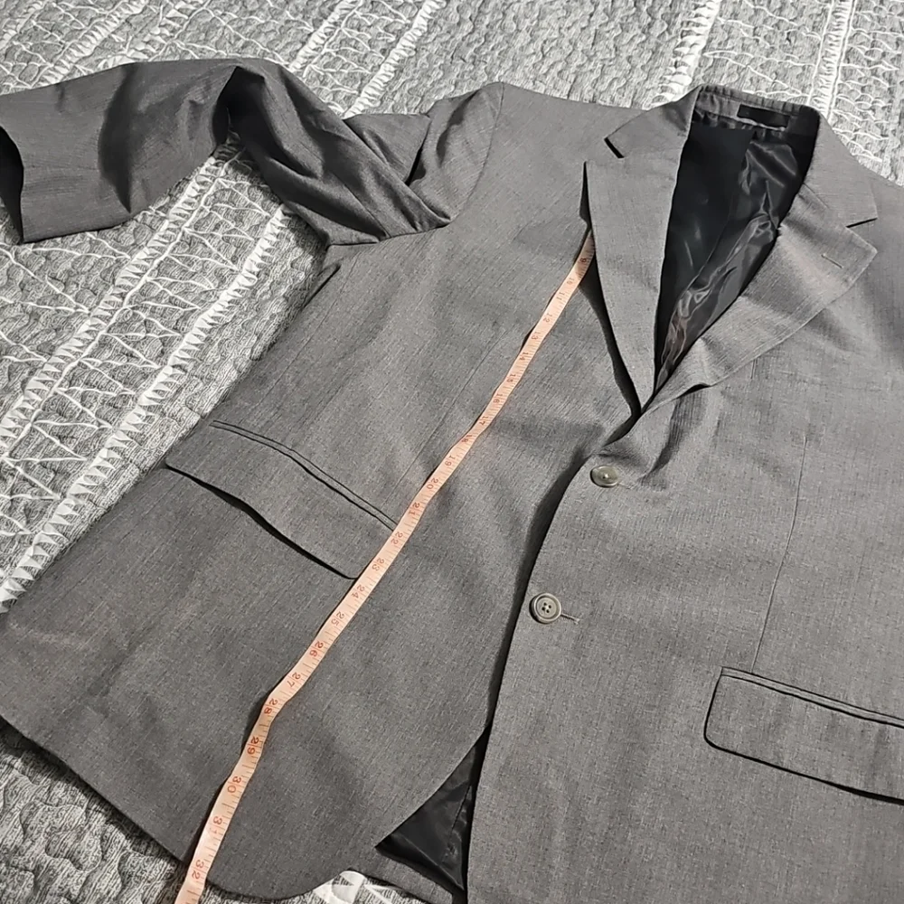 Holbrook World Traveler Gray Lt Blue Poly-Blend Sports Jacket 46R Great PreOwned